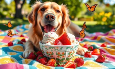 dogs and strawberry ice cream