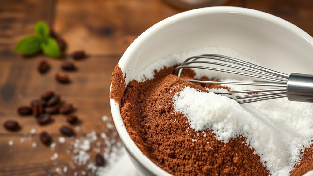add sugar and cocoa