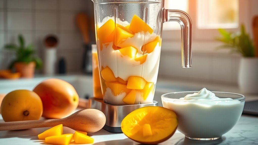 blend yogurt with mango
