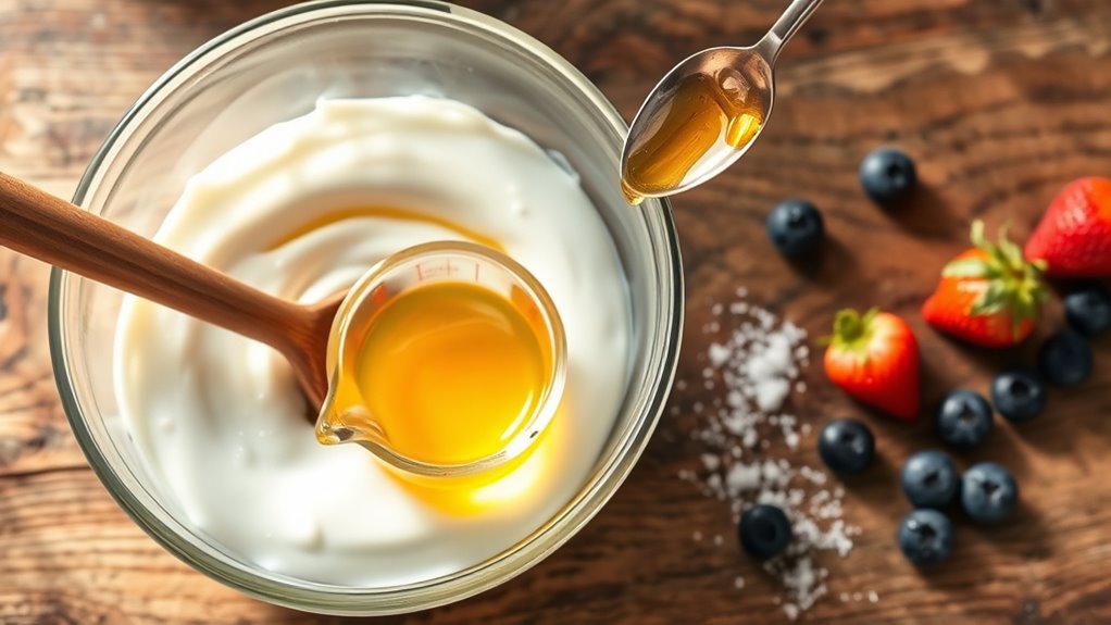 blend yogurt with sweetener