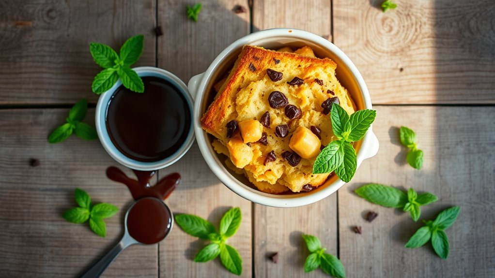 bread pudding with ganache