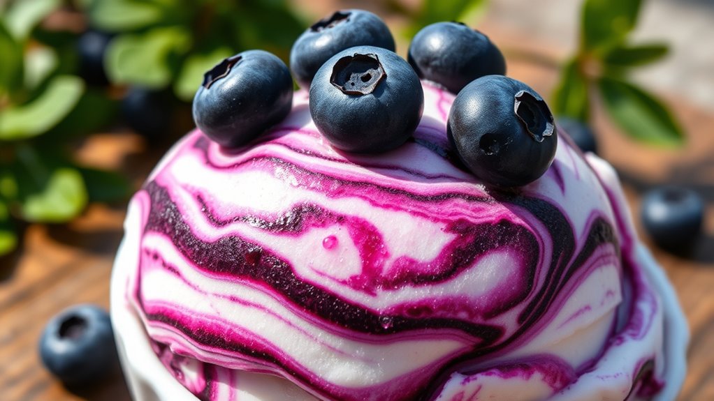 choosing blueberry swirl ice cream