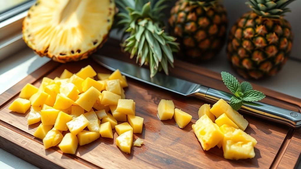 chop fresh pineapple chunks