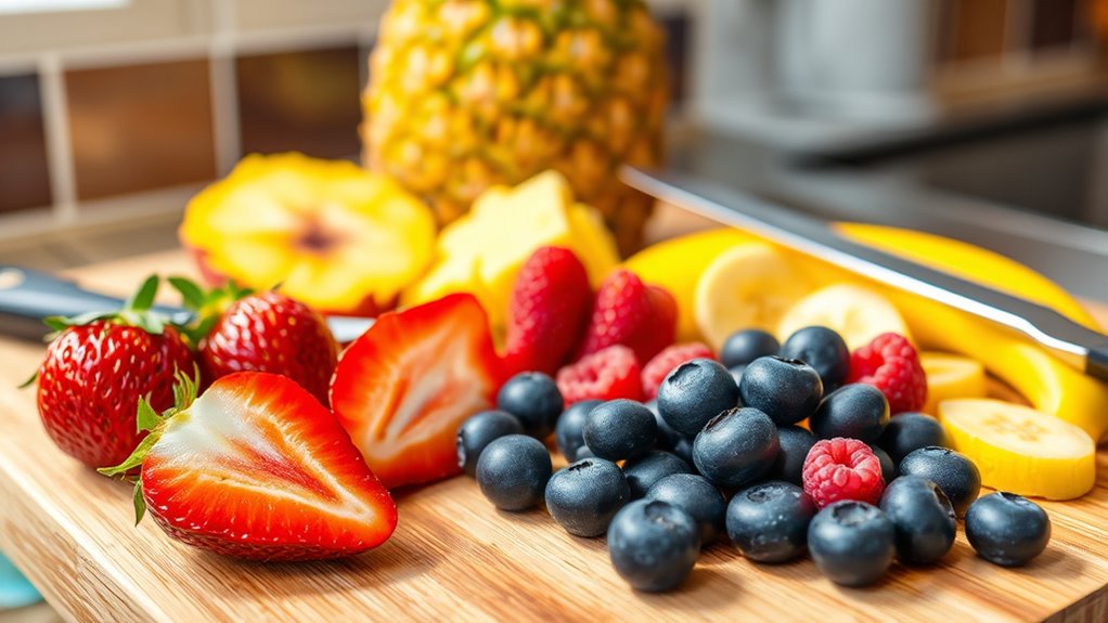 chop fruit into pieces
