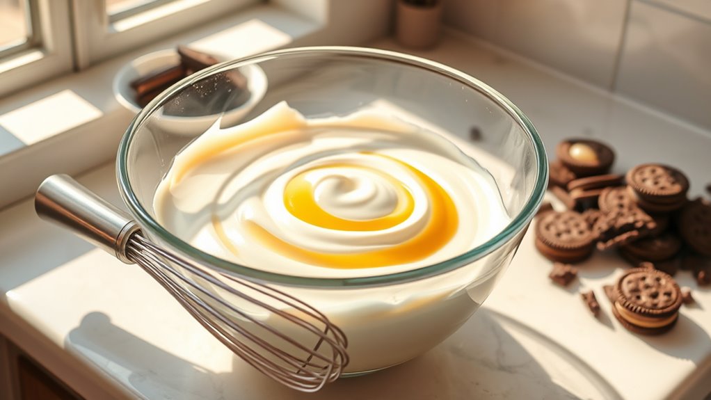 combine ingredients with ice cream