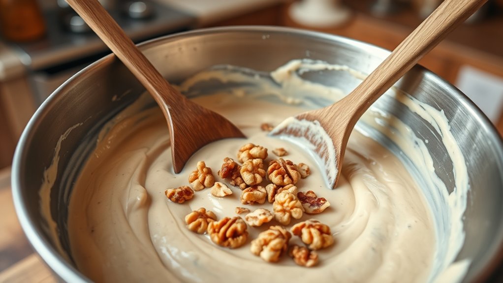 combine walnuts and cream