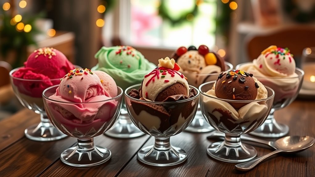 delicious ice creams selection