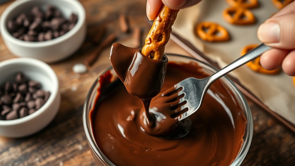 dip pretzels in chocolate