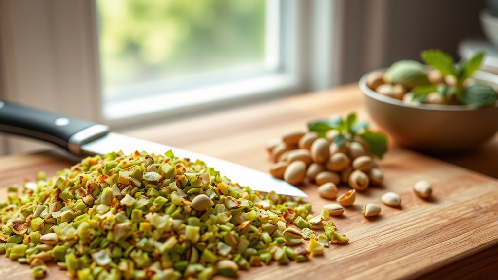 finely chop roasted pistachios