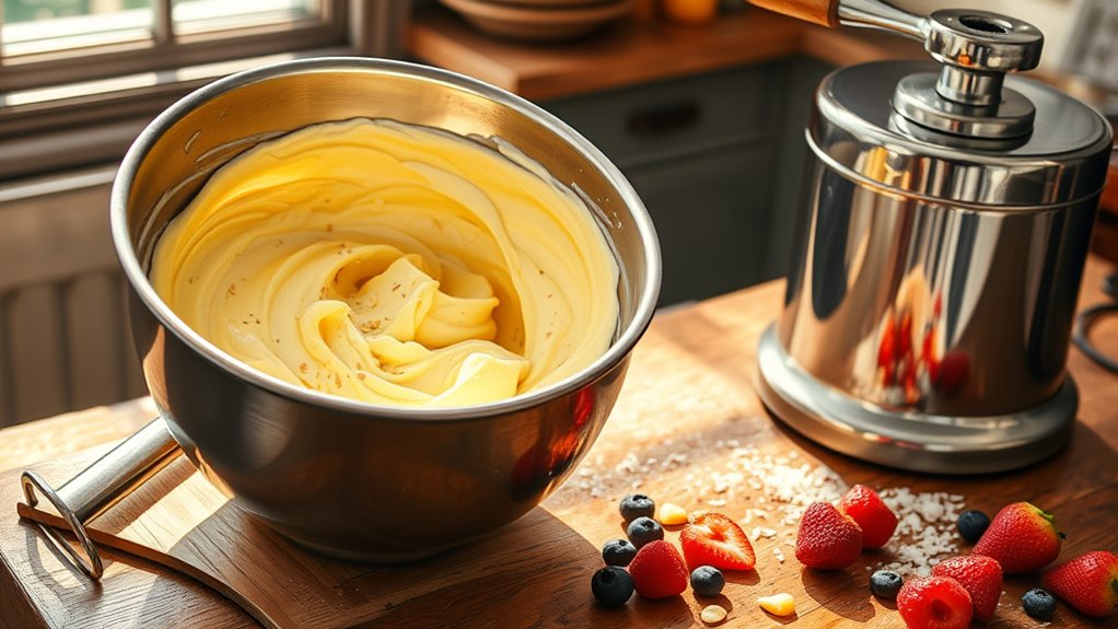 mixing ingredients for ice cream