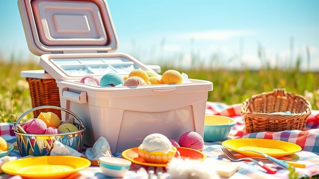 picnic ice cream preparation