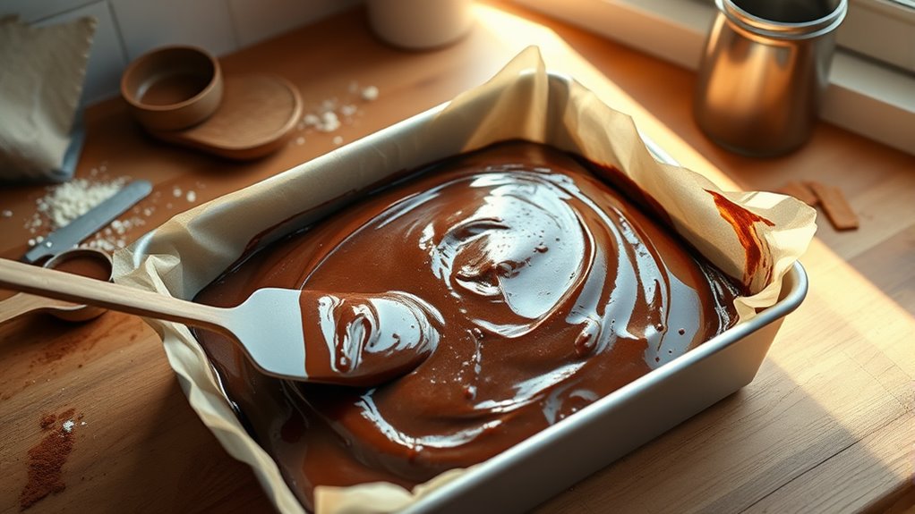 pour batter into pan