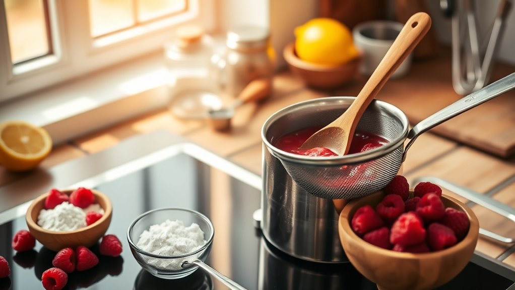 prepare raspberry puree mixture