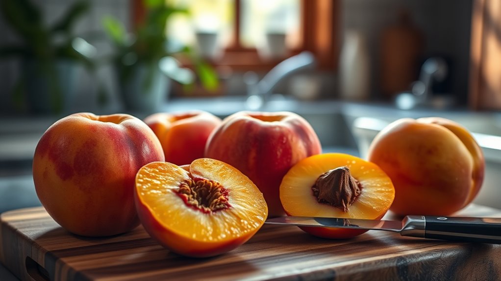 prepare ripe peaches carefully