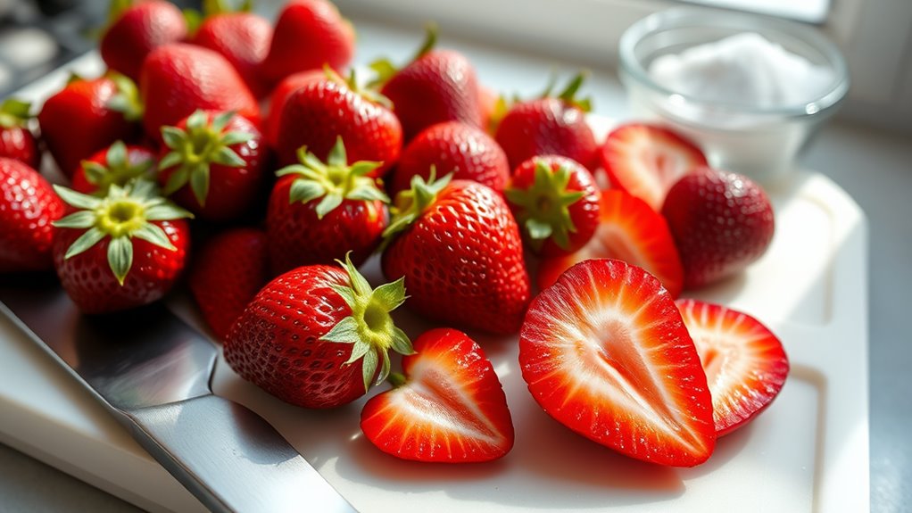 prepare strawberries for freezing