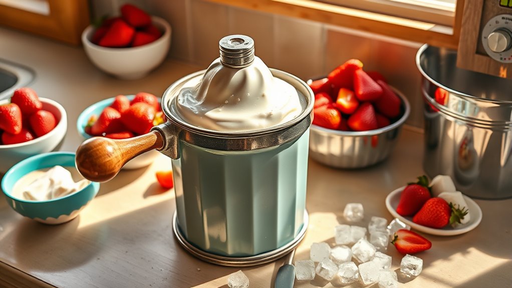 preparing the ice cream maker