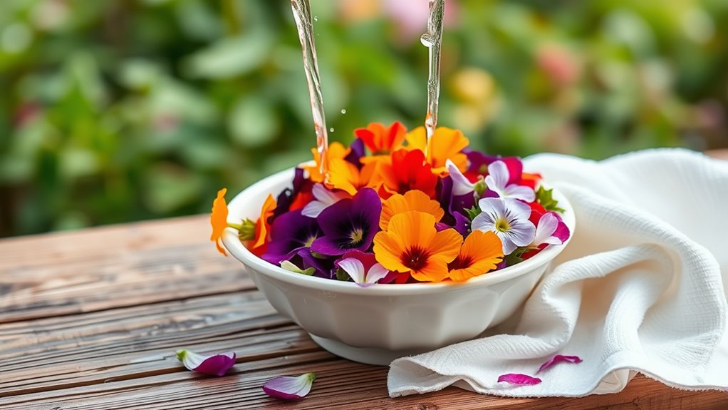 rinse and dry flowers
