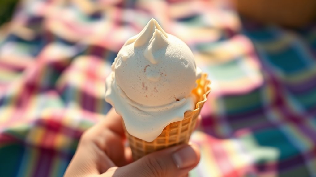 savoring ice cream blissfully