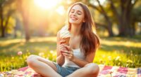 savoring ice cream mindfully