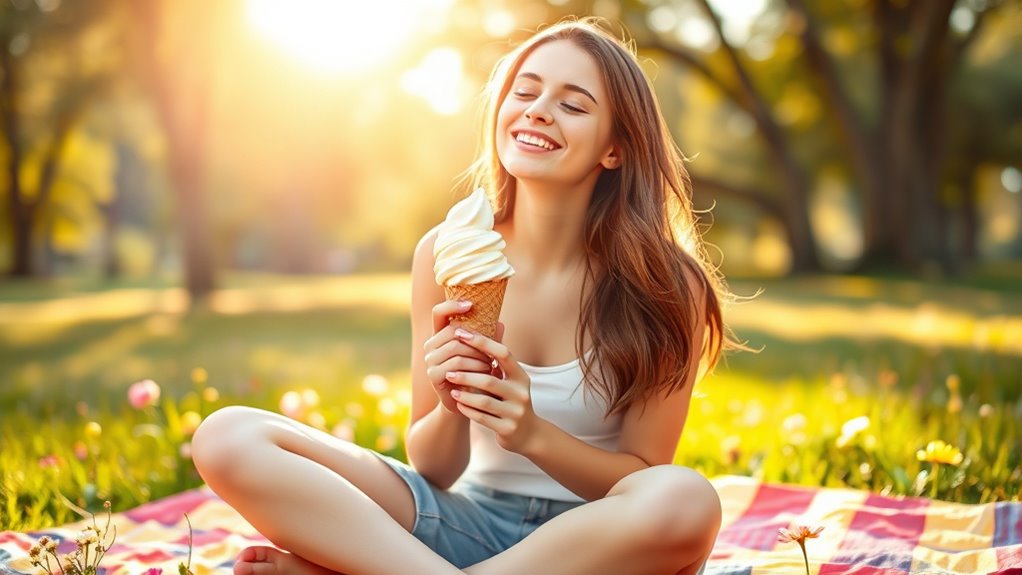 savoring ice cream mindfully