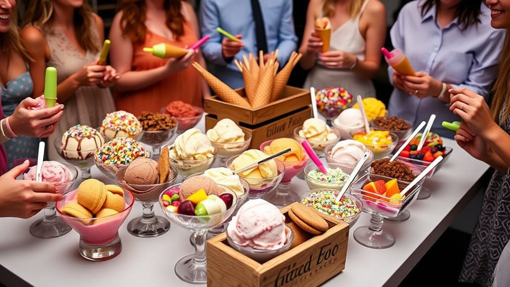 selecting ice cream flavors