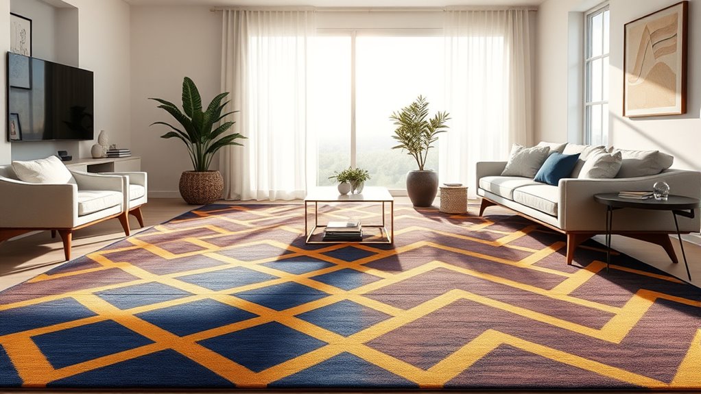 elegant geometric silk rugs