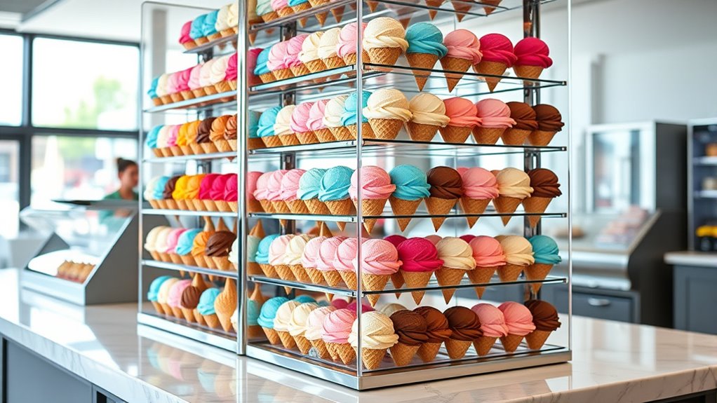 ice cream cone display racks