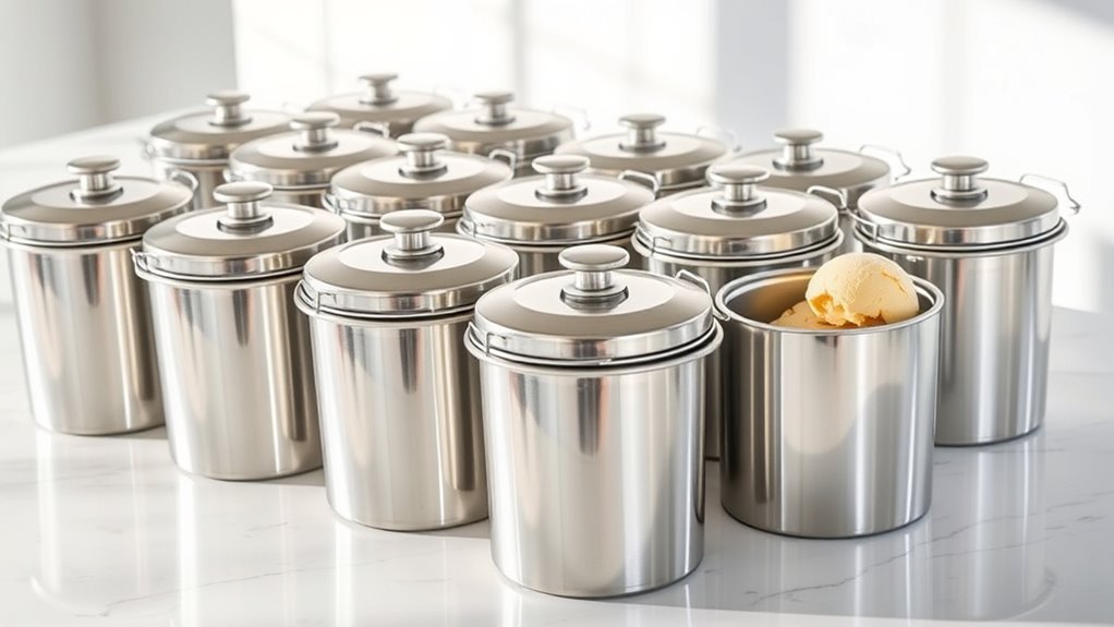 top stainless ice cream storage