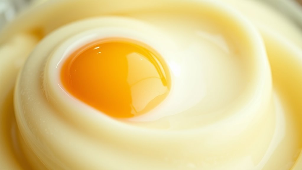 egg yolks emulsify custard