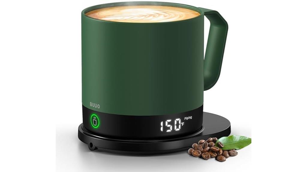 self heating mug with display