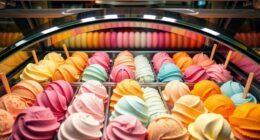 top curved glass ice cream displays