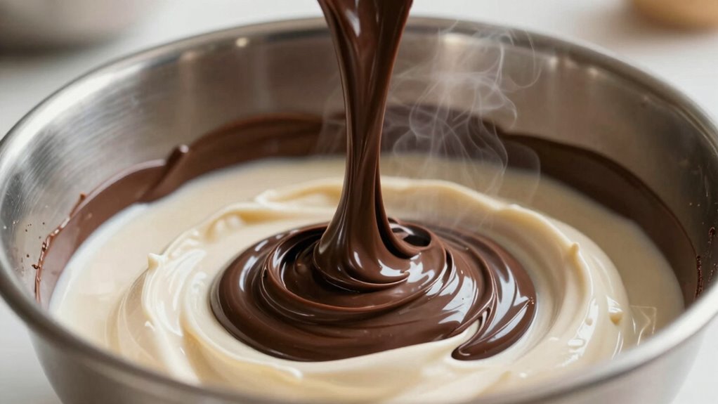 add chocolate carefully evenly