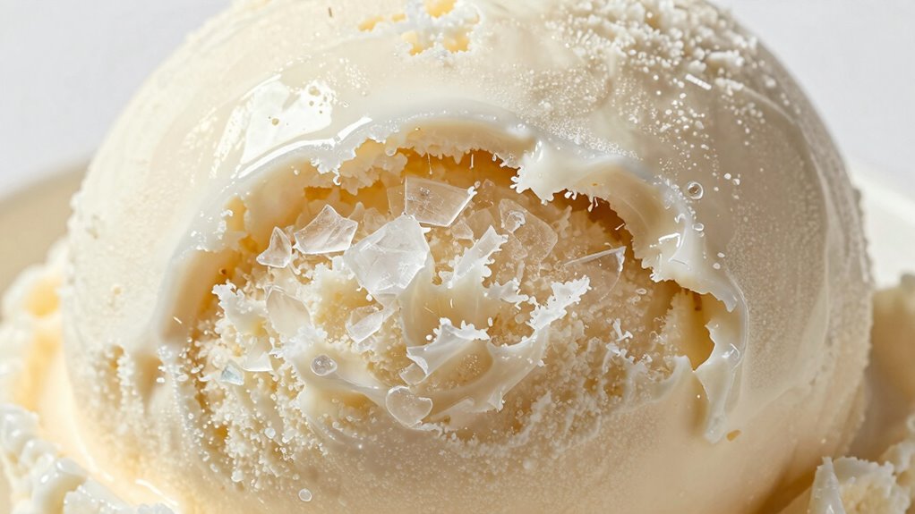 ice crystal growth causes chewy texture