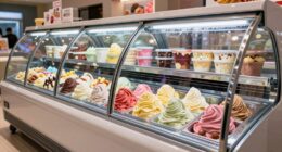 top curved glass ice cream freezers