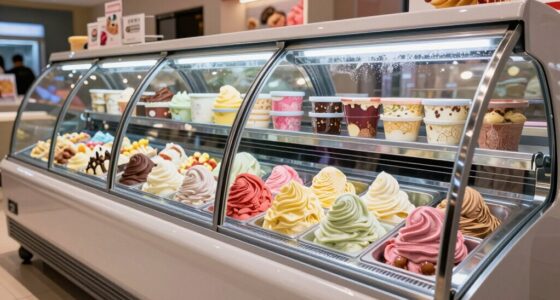 top curved glass ice cream freezers