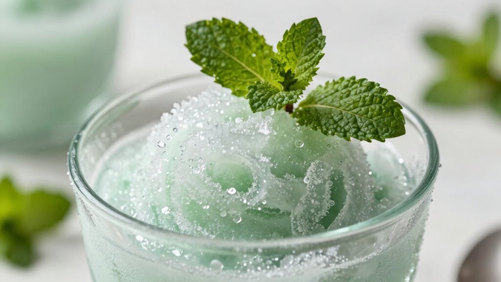mint enhances frozen desserts