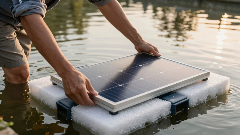 Floating Solar PV on Foam with Air Bubblers
