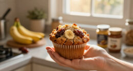 Jimi Famurewa’s banana, medjool date, tahini and sesame crumble muffins – recipe
