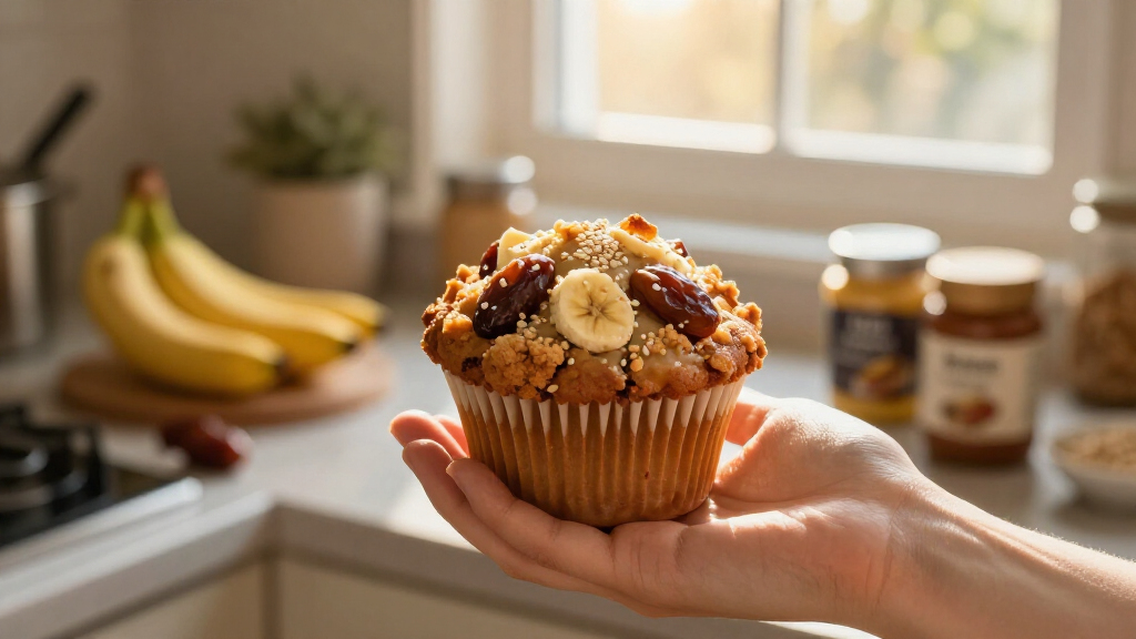 Jimi Famurewa’s banana, medjool date, tahini and sesame crumble muffins – recipe