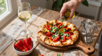 Crostone Di Pane Con Peperoni, Aglio E Prezzemolo