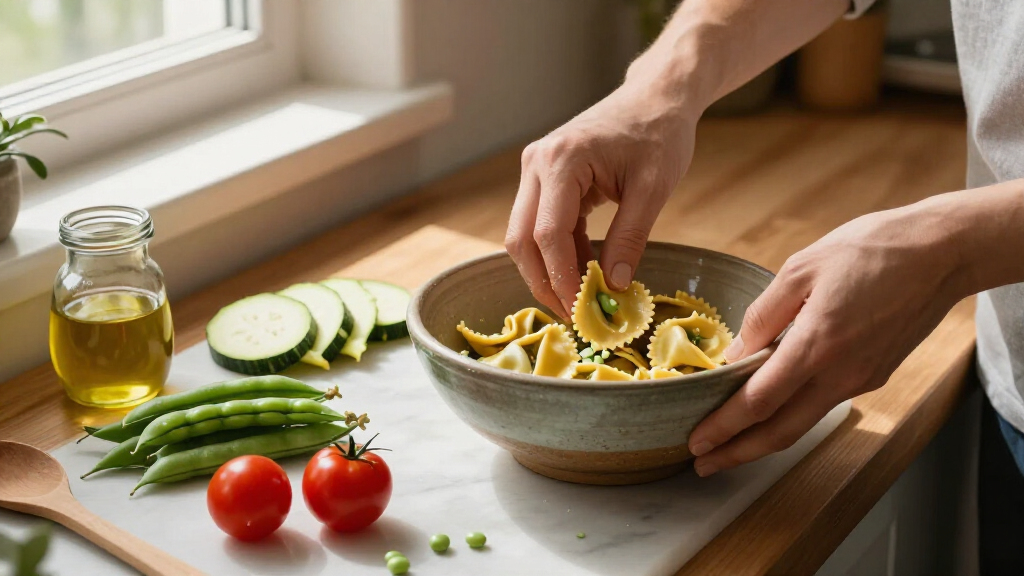 Garganelli Alle Zucchine Con Fave E Pomodoro