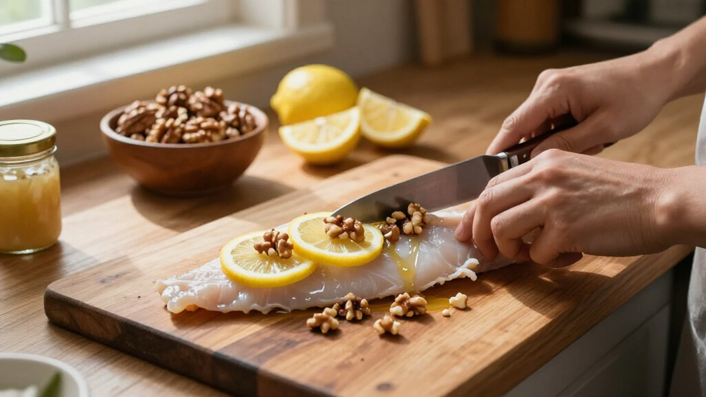 Sogliola Con Noci, Limone E Panna Acida